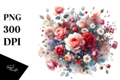 Elegant Red Roses Watercolor PNG Product Image 1