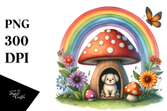 Colorful Dog House Mushroom Illustration Rainbow Clipart Product Image 1