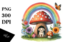 Colorful Dog House Mushroom Illustration Rainbow Clipart Product Image 1
