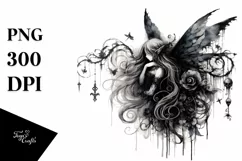 Artistic Gothic Fairy Washed Sublimation Clipart Product Image 3