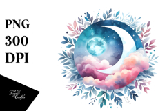Vibrant Moon Foliage Clouds | Sublimation | Clipart. Product Image 1