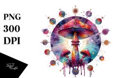 Vibrant Celestial Mushroom in Watercolor Product Image 1