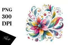 Colorful Pastel Wimsical Flower | Sublimation | Clipart Product Image 1