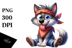 Dramatic Wolf with Bandana, PNG Product Image 1