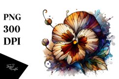 Abstract Wooden Small Stained Pansy Clipart Product Image 1