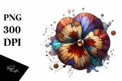 Abstract Wooden Small Stained Pansy Clipart Product Image 1