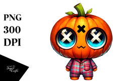 Cute Pumpkin Head in Pajamas PNG Product Image 1