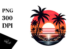 Retro Tropical Island Sunset, 20 oz Tumbler Product Image 1