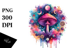 Vibrant Magical Celestial Mushroom Tarot PNG Product Image 1