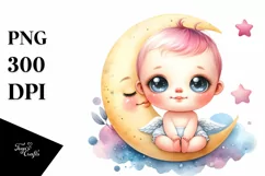 Colorful Baby Moon, Stars | Sublimation | Clipart Product Image 3