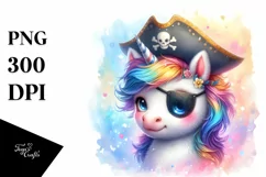 Colorful Baby Unicorn with Pirate's Eye Patch, Transparent Product Image 3