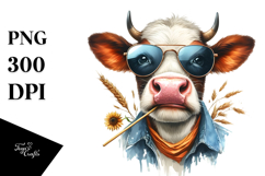 Funny Cow with Sunglasses, Transparent PNG Product Image 1