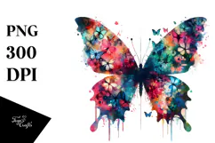 Colorful Grunge Butterfly PNG Product Image 1