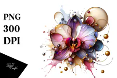 Abstract Orchid Watercolor PNG Product Image 1