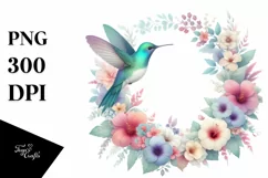 Colorful Hummingbird Floral Frame | Clipart Product Image 3
