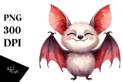 Funny Very Simple Bat, Watercolor PNG Product Image 1
