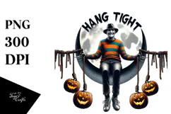Scary Freddy Krueger Sitting on Moon PNG Product Image 1