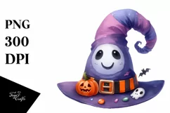 Watercolor Funny Halloween Hat Sticker Clipart Product Image 1