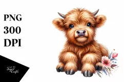 Colorful Baby Highland Cow Sitting on Star | Sublimation | Product Image 3
