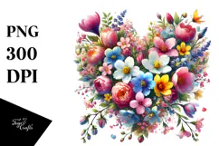 Heart Made of Spring Flowers PNG Product Image 1