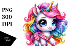 Cute Unicorn Drawing, PNG Product Image 1