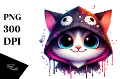 Adorable Spooky Cat Hoodie, Cartoon Style PNG Product Image 1