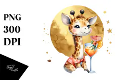 Adorable Giraffe in Beachwear, Transparent PNG Product Image 1