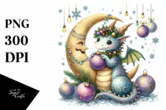 Whimsical Dragon Christmas Ornaments PNG Product Image 3