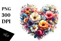 Digital Painting Floral Heart PNG Product Image 1