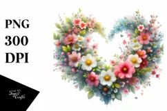 Digital Painting Floral Heart PNG Product Image 1