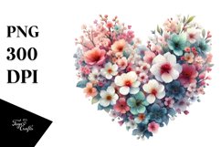 Digital Painting Floral Heart PNG Product Image 1