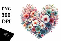 Digital Painting Floral Heart PNG Product Image 1