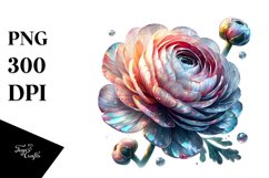Shiny Like Ranunculus Watercolor Splash | Clipart Product Image 1