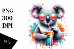 Colorful Koala Sipping Drink | Sublimation | Clipart Product Image 3