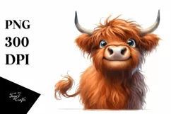 Funny Expressive Highland Cow PNG Product Image 1