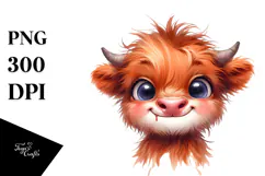 Funny Highland Cow PNG Product Image 1