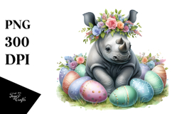 Adorned Baby Rhino on Easter Eggs Product Image 1