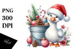 Cute Goose with Santa Hat PNG Product Image 1