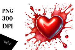 Painted Heart with Glossy Finish PNG Product Image 1