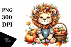 Quirky Baby Lion with Vegetables | Sublimation | Clipart Product Image 1