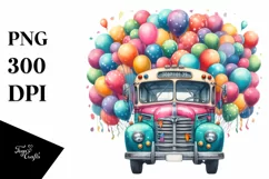 Vintage Bus with Huge Balloons Product Image 1