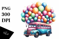 Vintage Bus with Huge Balloons Product Image 1