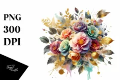 Colorful Camellia Splash Bouquet | Sublimation | Clipart. Product Image 1