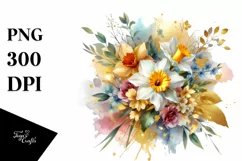 Vibrant Bouquet with Daffodil, Golden PNG Product Image 1