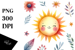 Whimsical Very Simple Colorful Sun PNG Product Image 1