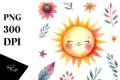 Whimsical Very Simple Colorful Sun PNG Product Image 1