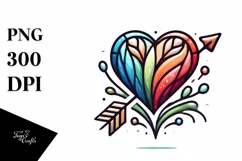 Paint Brush Style Stained Heart PNG Product Image 1