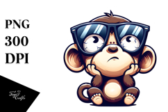 Cute Cartoon Monkey Sunglasses PNG Product Image 1