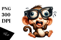 Cute Cartoon Monkey Sunglasses PNG Product Image 1