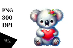 Baby Koala with Big Heart PNG Product Image 1